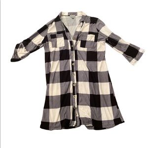 Plaid Button up Dress in Black and White by J For Justify XL